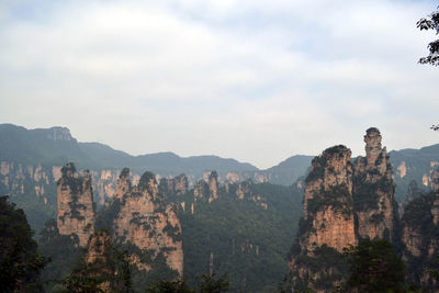 Panoramic view of landscape and mountains against sky