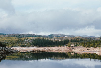 Scenic view of lake against sky