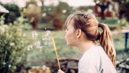 Side view portrait of girl