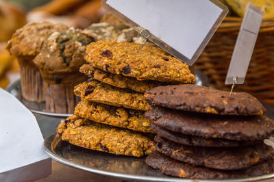 Close-up of cookies on table