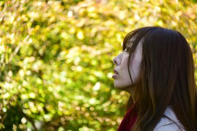 Close-up portrait of a young woman