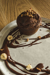 Close-up of dessert in plate on table