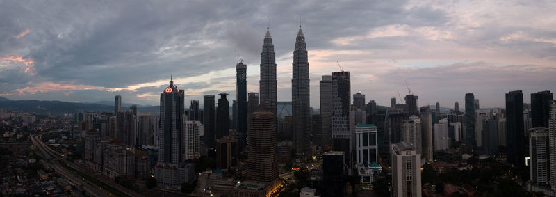 View of cityscape against sky during sunset