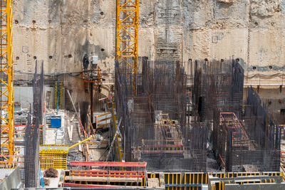 Construction site background. hoisting cranes and new multi story