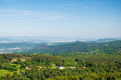 Scenic view of agricultural landscape against sky