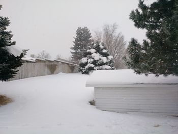 Snow covered landscape against sky