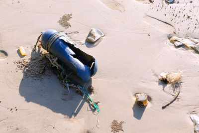 High angle view of people on sand