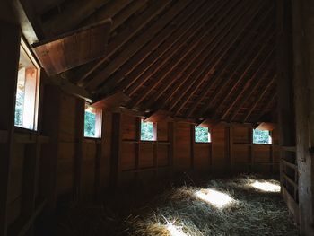 Interior of wooden barn