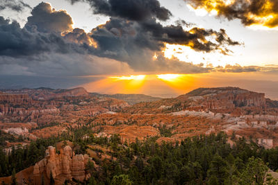 Scenic view of landscape against sky during sunset