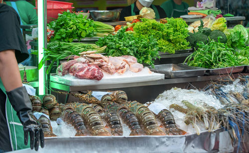 High angle view of food for sale