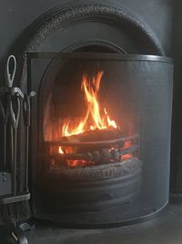 Close-up of fire at home