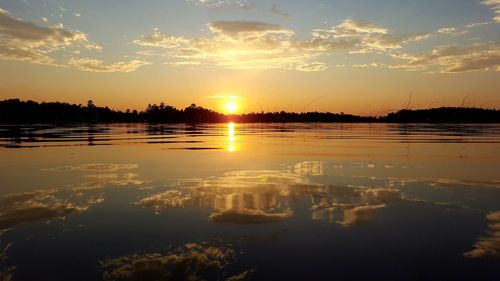 Scenic view of lake during sunset