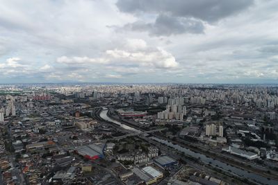 High angle view of cityscape against sky