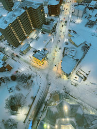 High angle view of buildings in city