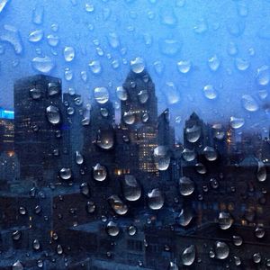 Close-up of water drops on glass