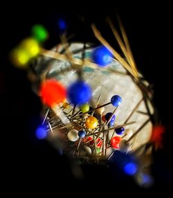 Close-up of colorful lights at night