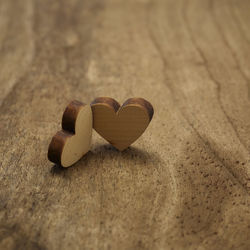 Close-up of heart shape on table