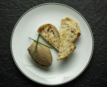 High angle view of food in plate on table