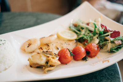 Close-up of salad served in plate