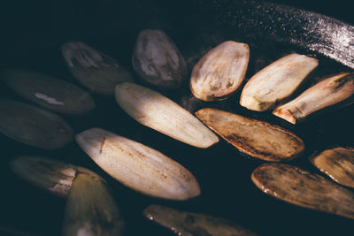 Close-up of eggplant slices in wok