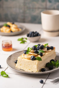 Close-up of dessert in plate on table