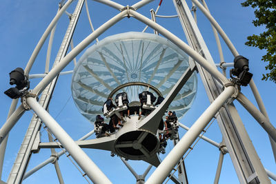 Low angle view of ferris wheel against clear sky