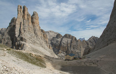 Panoramic view of rocky mountains against sky