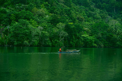 Scenic view of lake against trees