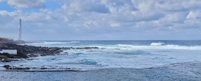 Punta del hidalgo with lighthouse at background - tenerife , canary islands, spain