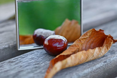 Close-up of apple on table