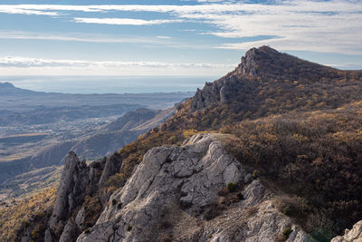 Scenic view of mountains against sky