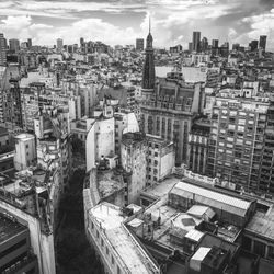 High angle view of cityscape against sky