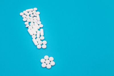 High angle view of white blue background