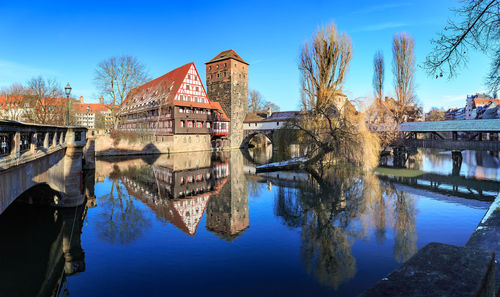 Reflection of buildings in water