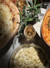 High angle view of food on table