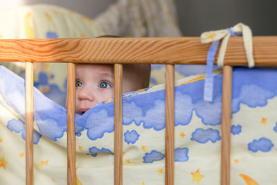 Portrait of cute baby at home