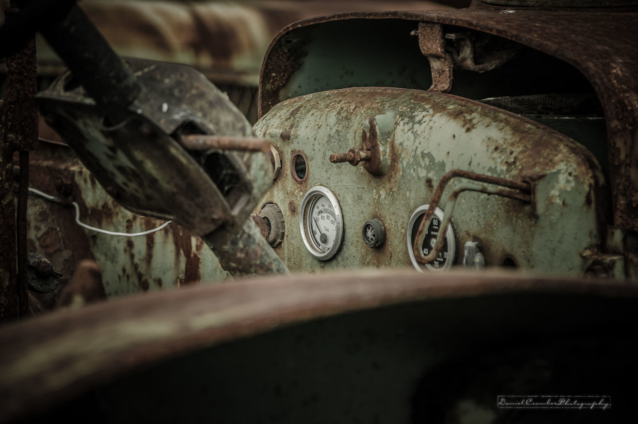 transportation, old, metal, close-up, land vehicle, mode of transport, rusty, selective focus, focus on foreground, machine part, part of, old-fashioned, abandoned, metallic, wheel, obsolete, machinery, the past, deterioration, car