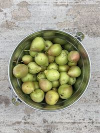 High angle view of fruits in bowl