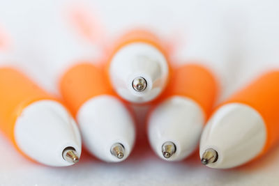 Close-up of colored pencils on table