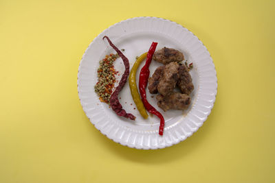 Directly above shot of bread in plate