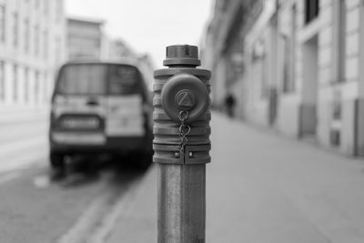 Close-up of car on street