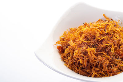 High angle view of noodles in bowl