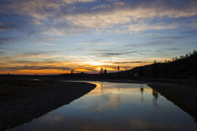 River landscape and view during sunset, daylight and outdoor, nature background in georgia