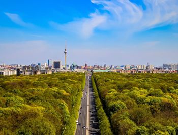 Panoramic view of city buildings against sky