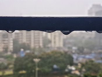 Close-up of wet glass in winter