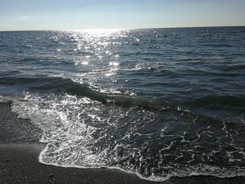 Scenic view of sea against clear sky