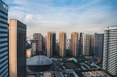 View of skyscrapers in city