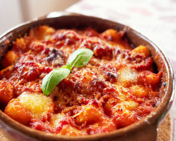 Close-up of pizza on table