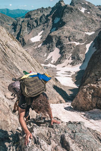 Man climbing on rock