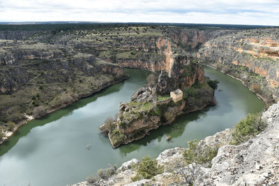 High angle view of river against sky